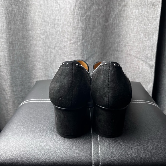 Franco Sarto LANCE Suede Studded Black Loafers Women’s Size 7 EUC Block Heels - Picture 7 of 15